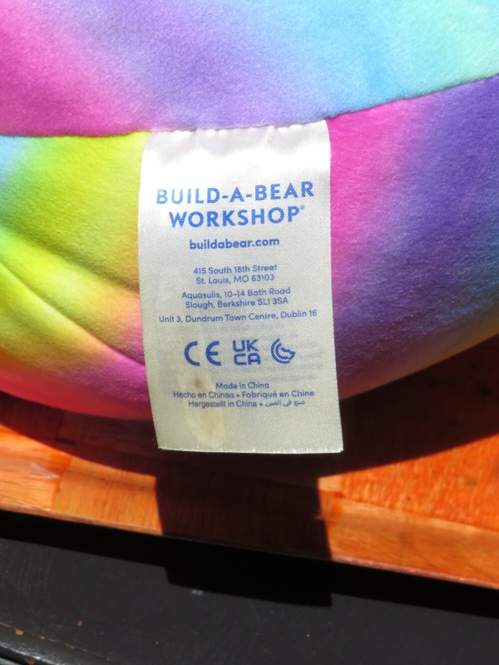 Build-A-Bear Rainbow Tie-Dye Squish Plush | 12" Holographic Ear Bear | EUC MINT - Picture 3 of 7